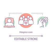 hospice zorg concept icoon. verpleging idee dunne lijn illustratie. gezondheidszorg voor terminaal zieke mensen. medische behandeling. palliatieve zorg. vector geïsoleerde overzichtstekening. bewerkbare streek