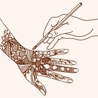 Hand Tekening Mehendi vector