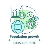 bevolkingsgroei concept icoon. wereld menselijke overbevolking idee dunne lijn illustratie. toenemend aantal mensen. demografisch probleem. vector geïsoleerde overzichtstekening. bewerkbare streek