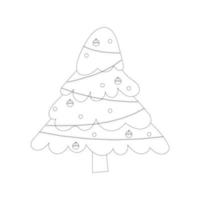 kerstboom met boombal en boomspeelgoed. kleur boek. platte vectorillustratie vector