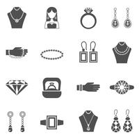 Sieraden zwart wit Icons Set