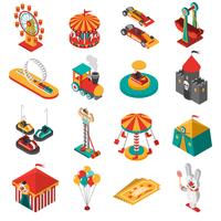 Amusement Park isometrische pictogrammen collectie vector