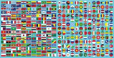 mega wereld vlag cirkel en ractangle icon design bundel vector
