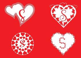 s brief logo met liefde icoon, Valentijnsdag ontwerpsjabloon vector