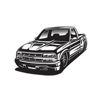 pick-up truck silhouet pick-up truck zwart en wit vector