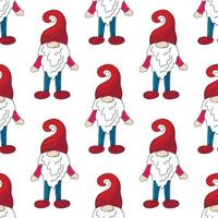 kerstpatroon met scandinavische kabouters in de hand tekenstijl vector