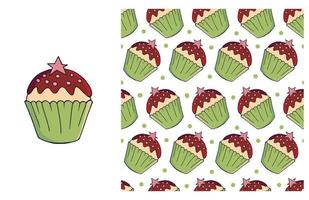 koekje, muffin. set van elementen en naadloos patroon vector