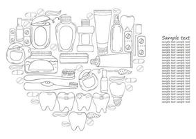 monochrome medische illustraties. kleurplaten, zwart en wit vector