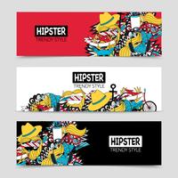 Hipster 3 interactieve horizontale banners instellen vector