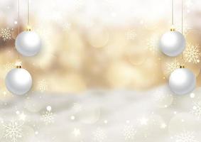 gouden kerstachtergrond met hangende kerstballen vector