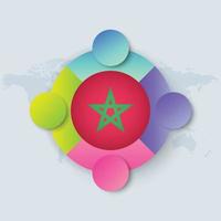 Vlag van Marokko met infographic ontwerp geïsoleerd op wereldkaart vector
