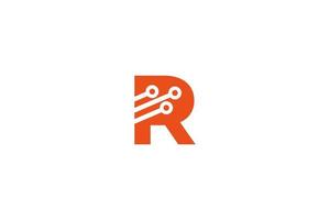 letter r high-tech logo-ontwerp. letter r met een netwerkelement. vector illustratie