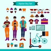 hipster jongen set vector