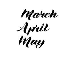 vectorillustratie. maart april mei belettering. vector