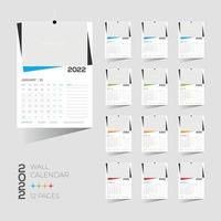 4 gekleurde 12 maanden 12 pagina's 2022 wandkalender vector