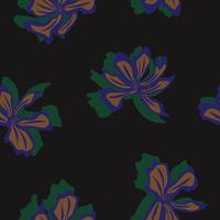 donkere bloemen penseelstreken naadloze patroon achtergrond vector