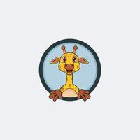 grappig girafhoofdkarakterontwerp. perfect voor logo, label, sjabloon en icoon. vector