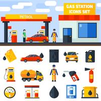 Gas benzinepomp pictogrammen collectie banner