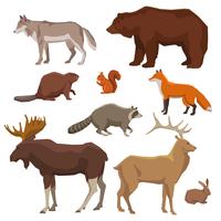 Wild dier geschilderd Icon Set vector