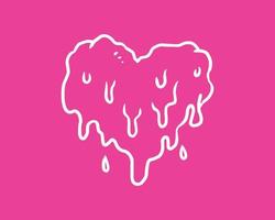 een illustratie van een gesmolten hart. een hartillustratie op roze achtergrond. vectorillustratie van een emotioneel icoon. vector