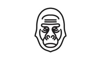 gorilla vector lijn pictogram, dierenkop vector lijntekeningen, geïsoleerde dieren illustratie voor logo desain