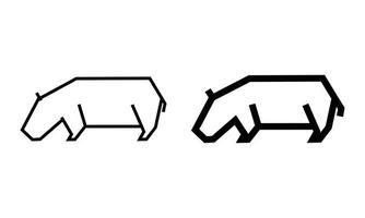 nijlpaard lijn kunst vectorillustratie geïsoleerd op een witte achtergrond. minimaal overzichtspictogram voor eenvoudig dierlijk embleemconcept. vector