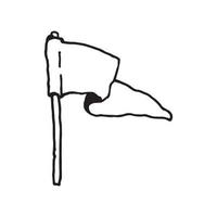 een witte vlag met een korte paal doodle illustratie. eenvoudige handgetekende tekening die geschikt is voor een cartoonthema-ontwerp. vector