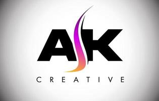 ak letter logo-ontwerp met creatieve shoosh en moderne look vector