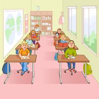 Kinderen In School Cartoon Illustratie vector