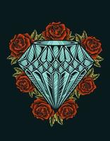 illustratie vector vintage diamant roos bloem