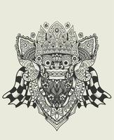 illustratie vector barong hoofd zwart-wit stijl