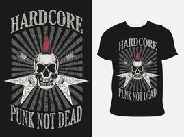 illustratie vector hardcore punkschedel met t-shirtontwerp
