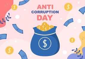 anti-corruptiedag die elke 9 december wordt herdacht om het publiek te vertellen om te stoppen met het geven van geld met een verbodsbord in platte ontwerpillustratie vector