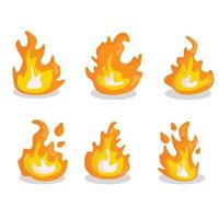 set van rode en oranje vuurvlam. verzameling van hete vlammende elementen. vlammen en vuur ontwerpelementen vector