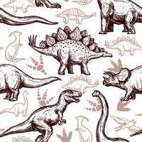 Dinosaurussen voetafdrukken naadloze patroon twee kleuren doodle vector