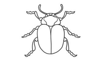 vector lineart illustratie van kevers op witte achtergrond, hand getrokken Japanse gehoornde kever bug insect sketch