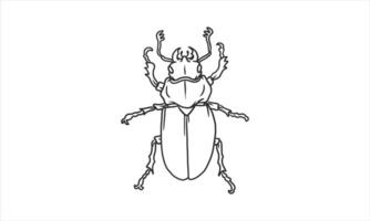 vector lineart illustratie van kevers op witte achtergrond, hand getrokken Japanse gehoornde kever bug insect sketch