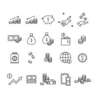 collectie set van verschillende pictogrammen met betrekking tot financiën spullen. bewerkbare lijn die geschikt is voor ui ux-ontwerp van financiële apps.