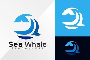 walvis golf logo ontwerp vector illustratie sjabloon