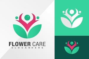 bloem menselijke gezondheidszorg logo ontwerp vector illustratie sjabloon