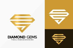premium gouden diamant edelstenen logo vector ontwerp. abstract embleem, ontwerpen concept, logo's, logo element voor sjabloon.