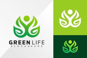 groen leven logo ontwerp vector illustratie sjabloon