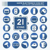 icon set home electronics - lange schaduwstijl - eenvoudige illustratie, bewerkbare lijn vector