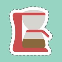 sticker espressomachine - lijnsnede - eenvoudige illustratie, bewerkbare lijn vector