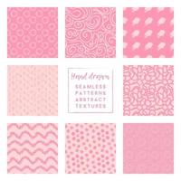 roze kleuren naadloze patronen ingesteld met doodle elementen vector