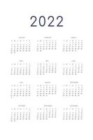 2022 kalendersjabloon individuele planner in minimalistische klassieke stijl. week begint op zondag vector