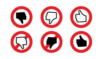 symbolen leuk vinden en niet leuk vinden met toestemmings- en verbodsborden, stemconcept voor gebruikers van sociale media vector