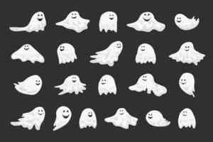 set van halloween-spook met eng en grappig lachend gezicht, cartoon vectorillustratie vector