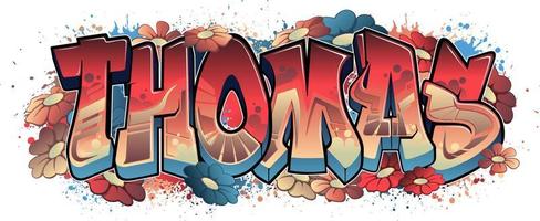 naamontwerp in graffiti-stijl - thomas vector