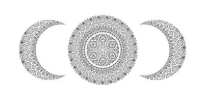 etnische mandala maan, tattoo-sjablonen vector